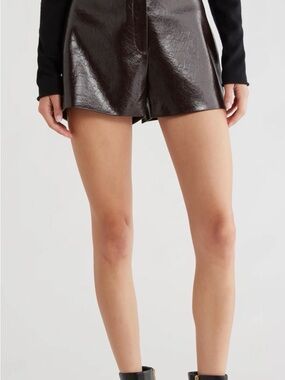Astr the label Wynn High Waist Faux Leather Shorts